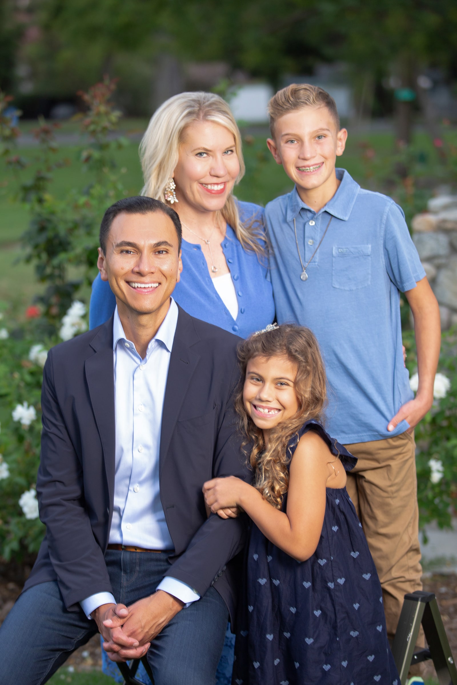 Edgar Montes with his wife and two children outdoors